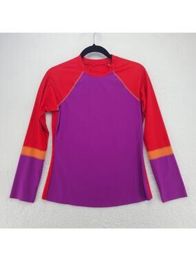 prAna Lorelei Sun Top Womens Small Red Purple Colorblock UPF 50+ Nylon Stretch